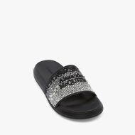 Alexander Mcqueen Pool Slides Men Crystal-Embellished Rubber Black/White