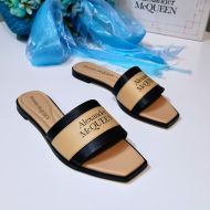 Alexander Mcqueen Signature Slides Women Calf Leather Apricot