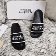 Alexander Mcqueen Pool Slides Unisex Rubber with Embedded Logo Black