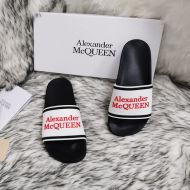 Alexander Mcqueen Pool Slides Unisex Rubber with Embedded Logo Black/White