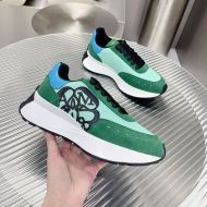 Alexander Mcqueen Sprint Runner Sneakers Women Suede with Applique Seal Logo Green