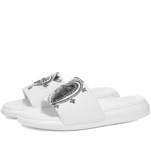 Alexander Mcqueen Pool Slides Men Rubber with Heart Logo White