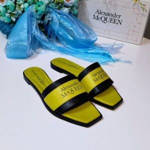 Alexander Mcqueen Signature Slides Women Calf Leather Lemon