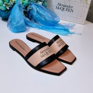 Alexander Mcqueen Signature Slides Women Calf Leather Pink