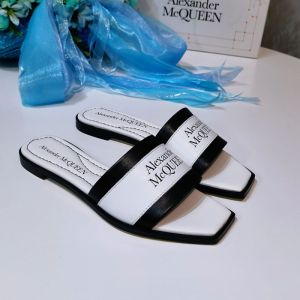 Alexander Mcqueen Signature Slides Women Calf Leather White