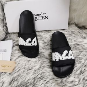 Alexander Mcqueen Pool Slides Unisex Rubber with MCQ Logo Black