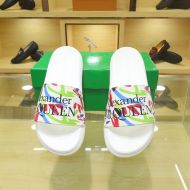 Alexander Mcqueen Pool Slides Unisex Rubber with Graffiti Printing White/Green