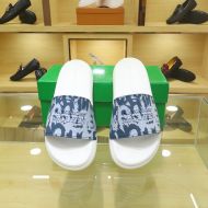 Alexander Mcqueen Pool Slides Unisex Rubber with Graffiti Printing White/Navy Blue