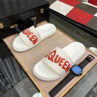 Alexander Mcqueen Pool Slides Unisex Rubber with Graffiti Logo White/Red