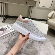 Alexander Mcqueen Oversized Sneakers Women Crystal Embellished Calf Leather White/Gold
