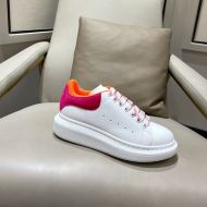 Alexander Mcqueen Oversized Sneakers Unisex Calf Leather with Double Suede Heel White/Rose