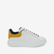 Alexander Mcqueen Oversized Sneakers Unisex Calf Leather with Double Suede Heel White/Yellow