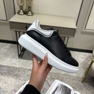 Alexander Mcqueen Oversized Sneakers Unisex Calf Leather with Embroidered Logo Black