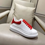 Alexander Mcqueen Oversized Sneakers Unisex Calf Leather with Embroidered Logo White/Red