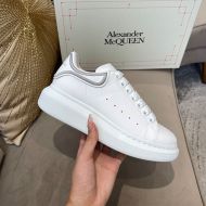 Alexander Mcqueen Oversized Sneakers Unisex Calf Leather with Embroidered Logo White/White