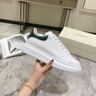 Alexander Mcqueen Oversized Sneakers Unisex Calf Leather and Crocodile Leather White/Teal
