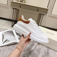 Alexander Mcqueen Oversized Sneakers Unisex Calf Leather and Crocodile Leather White/Brown