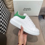 Alexander Mcqueen Oversized Sneakers Unisex Calf Leather and Crocodile Leather White/Green