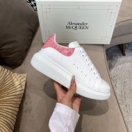 Alexander Mcqueen Oversized Sneakers Unisex Calf Leather and Crocodile Leather White/Pink
