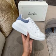 Alexander Mcqueen Oversized Sneakers Unisex Calf Leather and Crocodile Suede White/Blue
