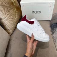 Alexander Mcqueen Oversized Sneakers Unisex Calf Leather and Crocodile Suede White/Burgundy