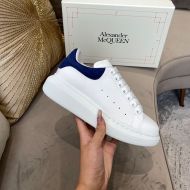 Alexander Mcqueen Oversized Sneakers Unisex Calf Leather and Crocodile Suede White/Navy Blue