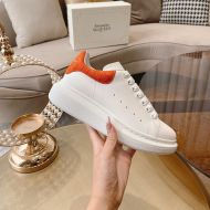 Alexander Mcqueen Oversized Sneakers Unisex Calf Leather and Crocodile Suede White/Orange