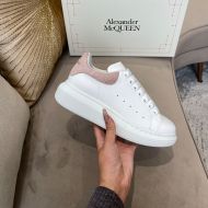 Alexander Mcqueen Oversized Sneakers Unisex Calf Leather and Crocodile Suede White/Taupe