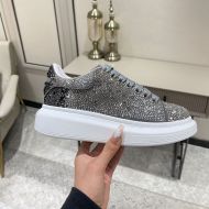 Alexander Mcqueen Oversized Sneakers Women Crystal Embellished Calf Leather Gray/Black