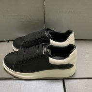 Alexander Mcqueen Oversized Sneakers Unisex Calf Leather with Contrast Piping Black/White