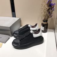 Alexander Mcqueen Oversized Sneakers Unisex Calf Leather with Contrast Piping Black/Gray