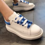 Alexander Mcqueen Oversized Sneakers Unisex Calf Leather with Gradient Laces White/Blue