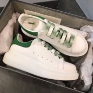 Alexander Mcqueen Oversized Sneakers Unisex Calf Leather with Gradient Laces White/Green