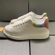 Alexander Mcqueen Oversized Sneakers Unisex Calf Leather with Irridescent Glitter Heel White/Yellow
