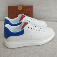 Alexander Mcqueen Oversized Sneakers Unisex Calf Leather with Leather Heel White/Blue