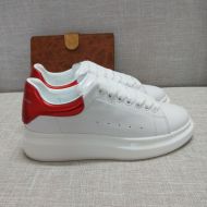 Alexander Mcqueen Oversized Sneakers Unisex Calf Leather with Leather Heel White/Burgundy