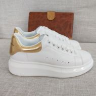 Alexander Mcqueen Oversized Sneakers Unisex Calf Leather with Leather Heel White/Gold