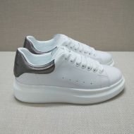 Alexander Mcqueen Oversized Sneakers Unisex Calf Leather with Leather Heel White/Gray