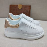 Alexander Mcqueen Oversized Sneakers Unisex Calf Leather with Leather Heel White/Khaki
