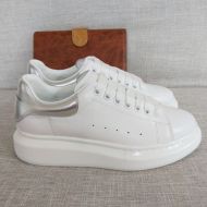 Alexander Mcqueen Oversized Sneakers Unisex Calf Leather with Leather Heel White/Silver