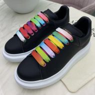Alexander Mcqueen Oversized Sneakers Unisex Calf Leather with Multicolor Laces Black