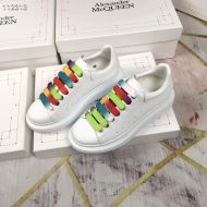 Alexander Mcqueen Oversized Sneakers Unisex Calf Leather with Multicolor Laces White