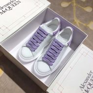 Alexander Mcqueen Oversized Sneakers Unisex Calf Leather with TPU Heel White/Purple