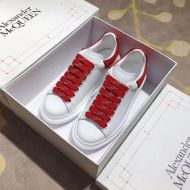 Alexander Mcqueen Oversized Sneakers Unisex Calf Leather with TPU Heel White/Red