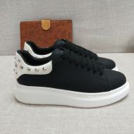 Alexander Mcqueen Oversized Sneakers Unisex Calf Leather with Studded Heel Black/White
