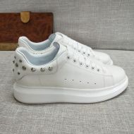 Alexander Mcqueen Oversized Sneakers Unisex Calf Leather with Studded Heel White