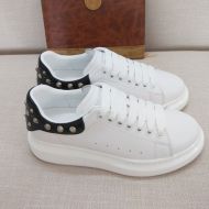 Alexander Mcqueen Oversized Sneakers Unisex Calf Leather with Studded Heel White/Black
