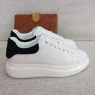 Alexander Mcqueen Oversized Sneakers Unisex Calf Leather with Suede Heel White/Black