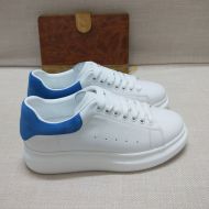 Alexander Mcqueen Oversized Sneakers Unisex Calf Leather with Suede Heel White/Blue