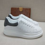 Alexander Mcqueen Oversized Sneakers Unisex Calf Leather with Suede Heel White/Gray